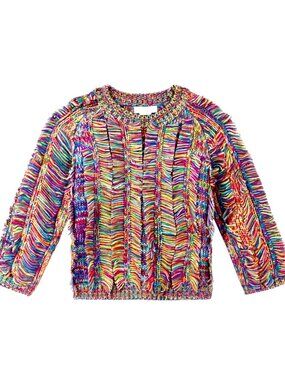 EUC Stella McCartney Kids Rainbow Space Dyed Fringe Shag Sweater, Girls' Size 8
